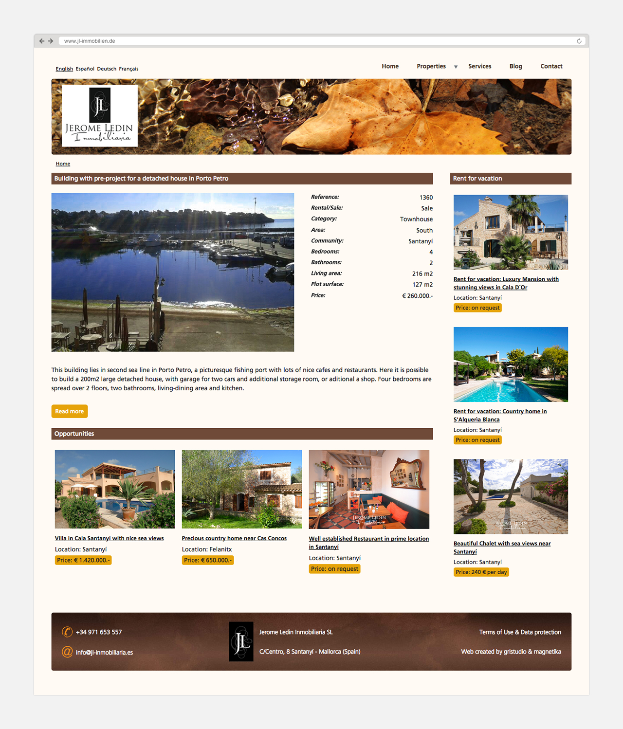 Diseño y programación web Jerome Ledin Immobilien